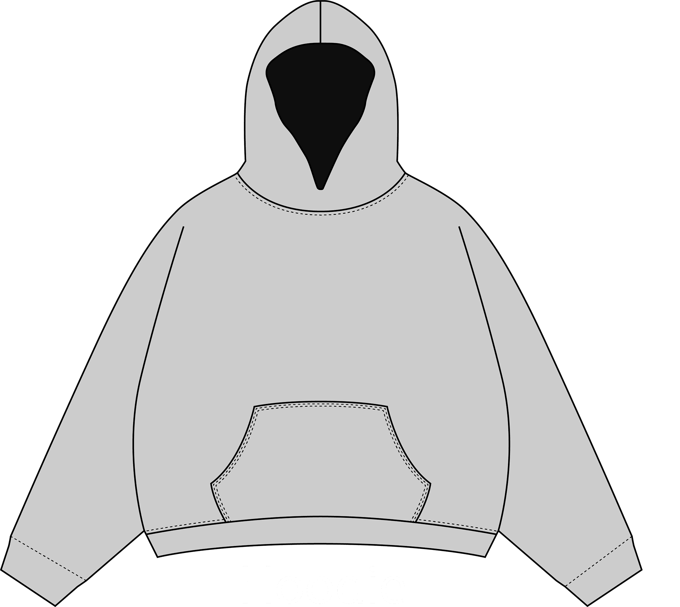 Худі сірого кольору з капюшоном - перед